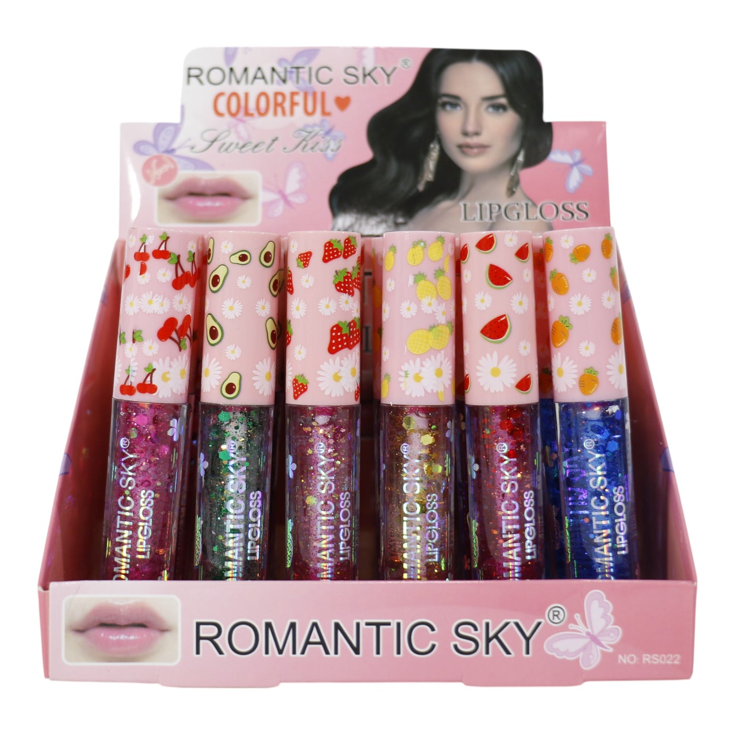 Romantic Sky Glitter Lip Gloss RS022. (24PC)