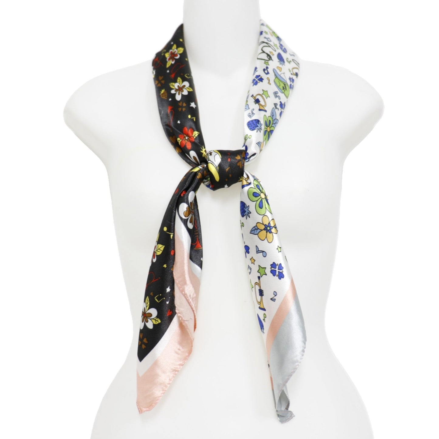 Satin Scarf 2 Tone Floral Pattern ST5307-13. (12PC)