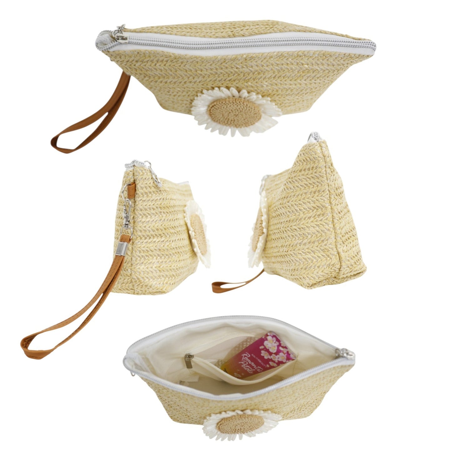 Daisy Flower Straw Makeup Pouch JB5526-7 (12PC)