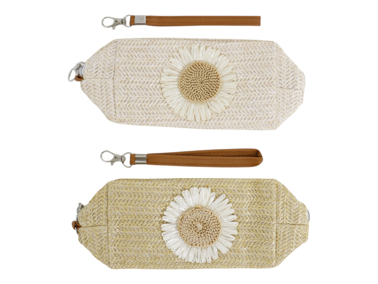 Daisy Flower Straw Makeup Pouch JB5526-8 (12PC)