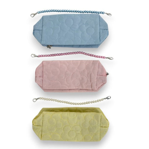 Solid Color Quilted Fabric Makeup Pouch JB5526-5. (12PC)