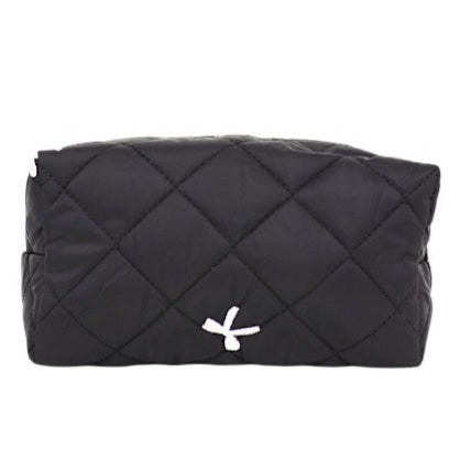 Ribbon Printing Quilted Fabric Makeup Pouch JB5526-3 (12PC)