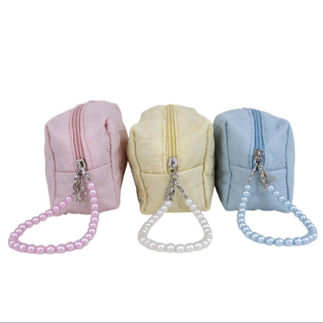 Solid Color Quilted Fabric Makeup Pouch JB5526-5 (12PC)