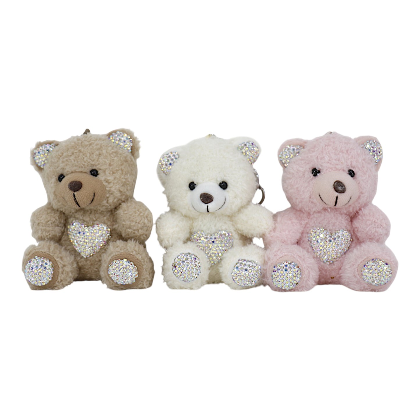 Rhinestone Bear Plush Key Chain KC1026-8. (12PC)
