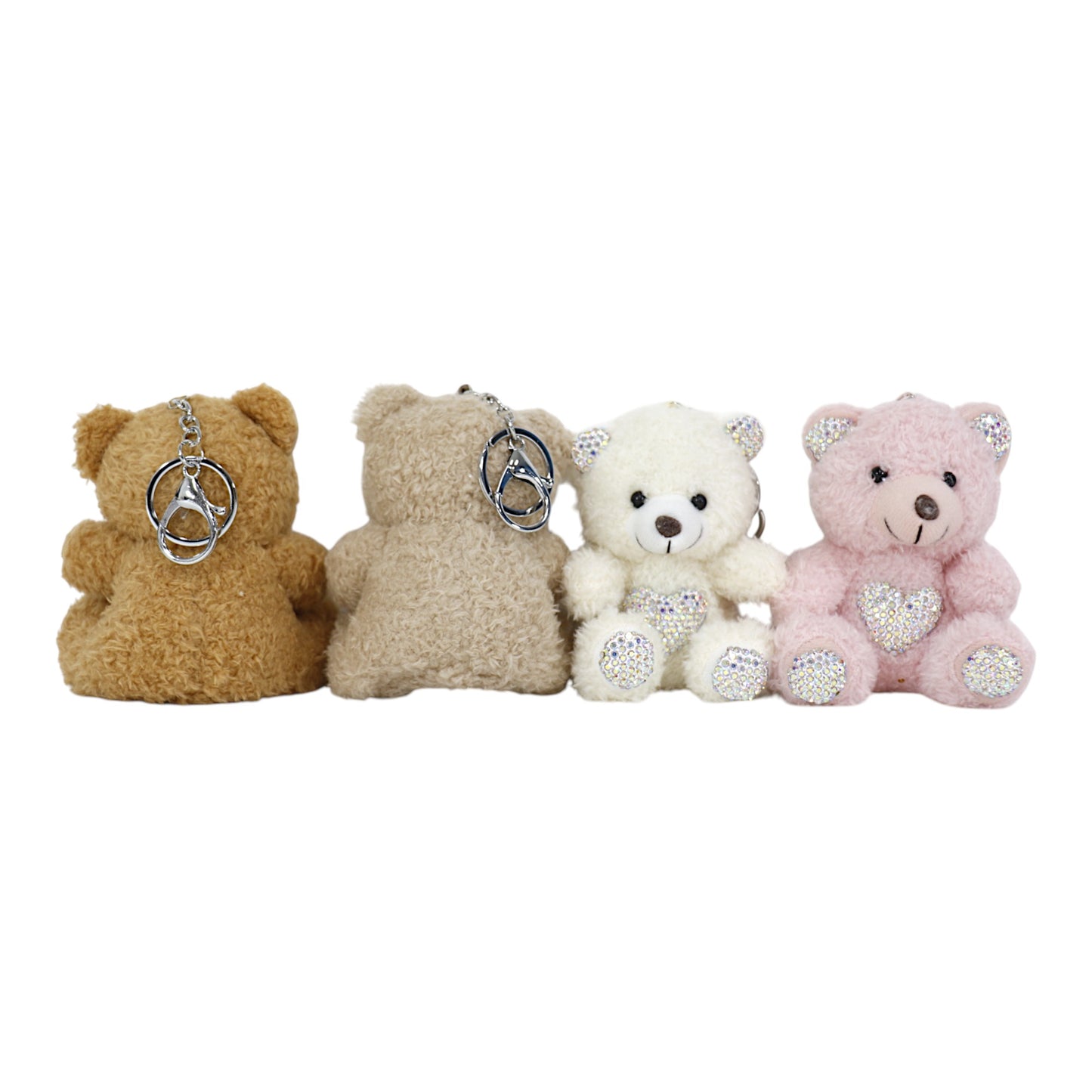 Rhinestone Bear Plush Key Chain KC1026-8. (12PC)