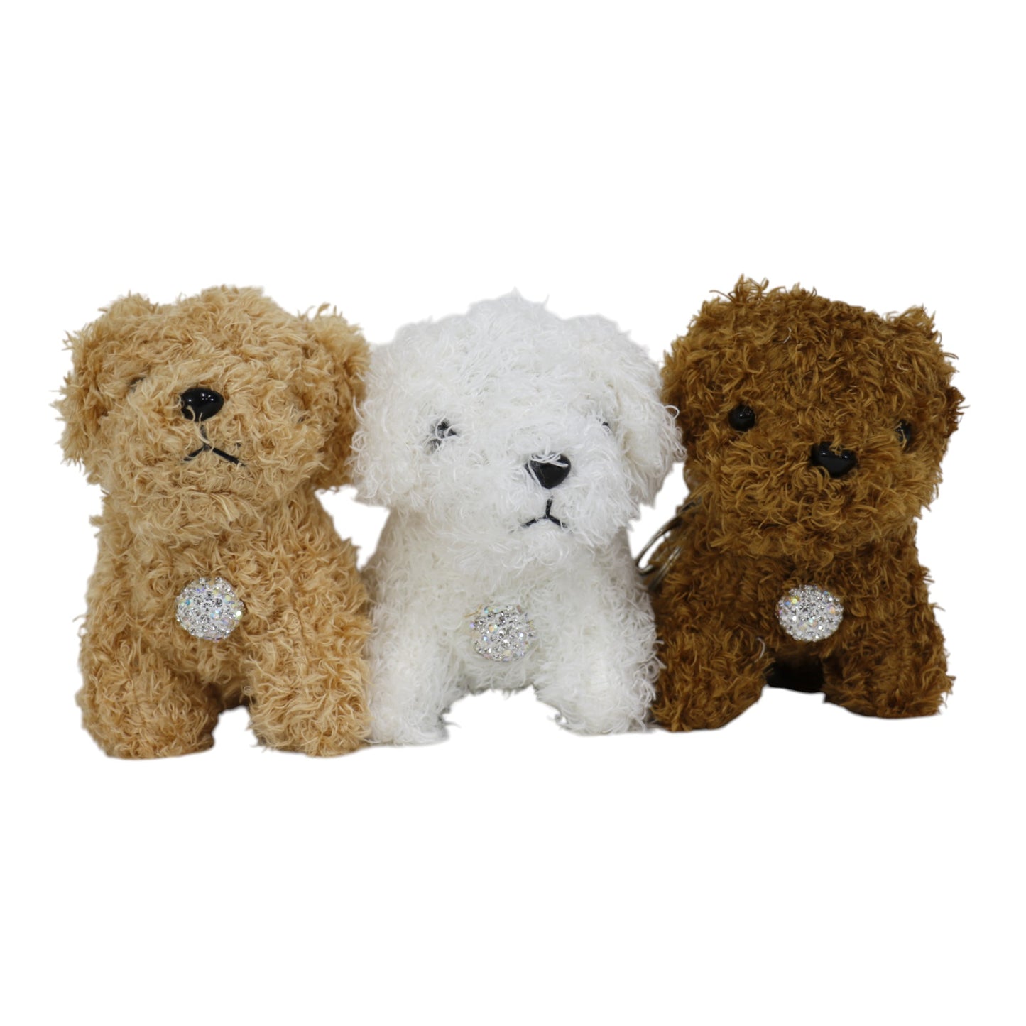 Rhinestone Curly Hair Dog Plush Key Chain KC0425-3. (12PC)