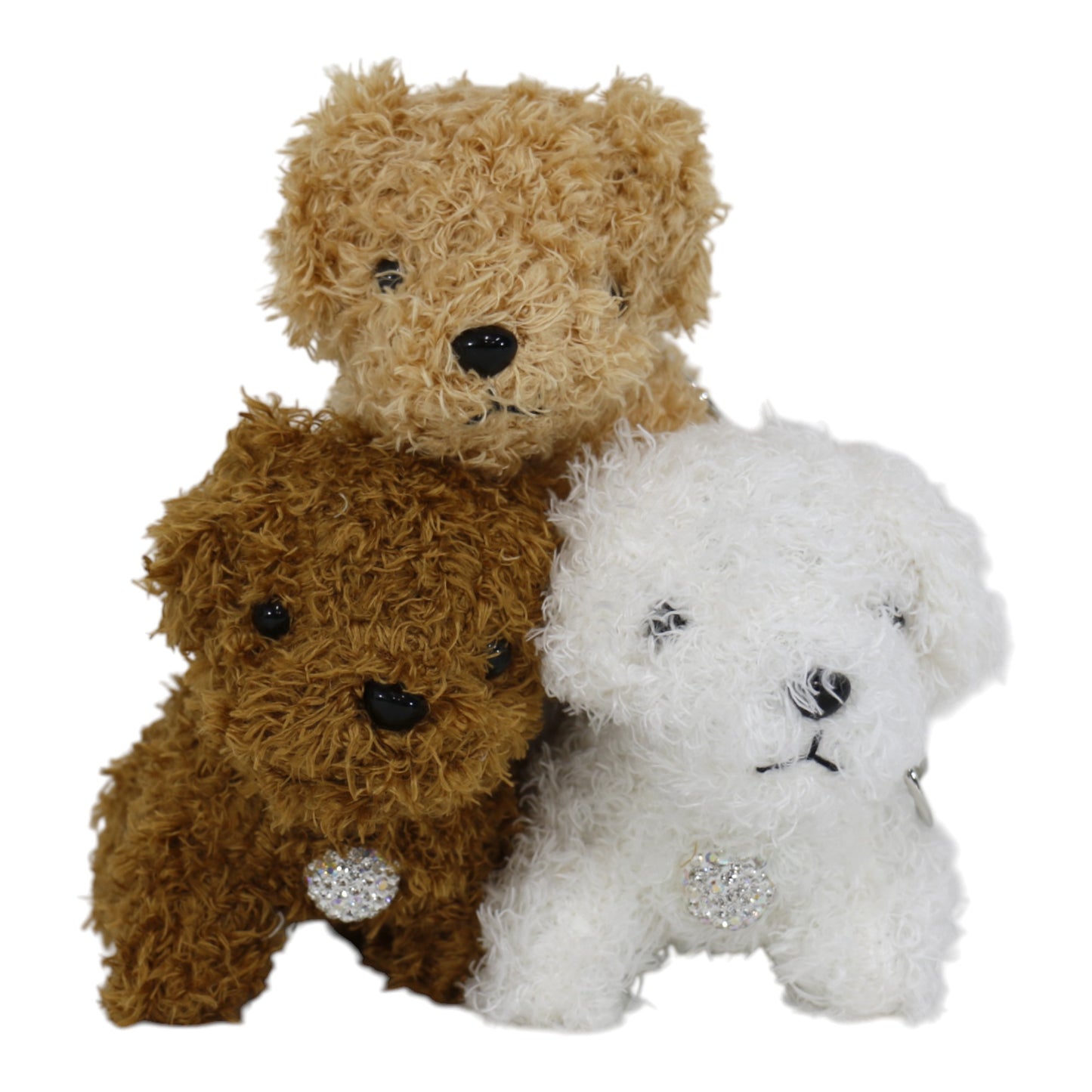Rhinestone Curly Hair Dog Plush Key Chain KC0425-3. (12PC)