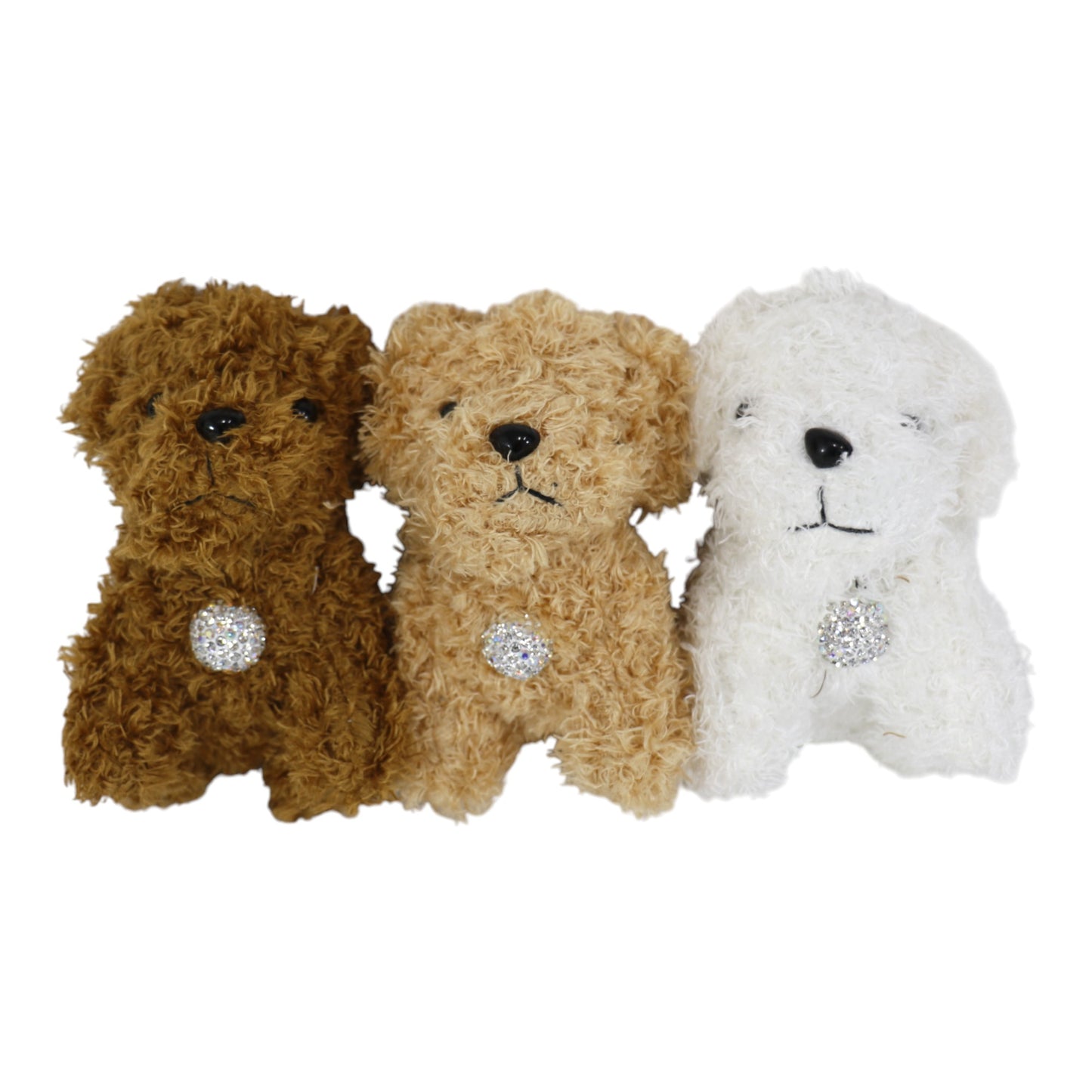 Rhinestone Curly Hair Dog Plush Key Chain KC0425-3. (12PC)