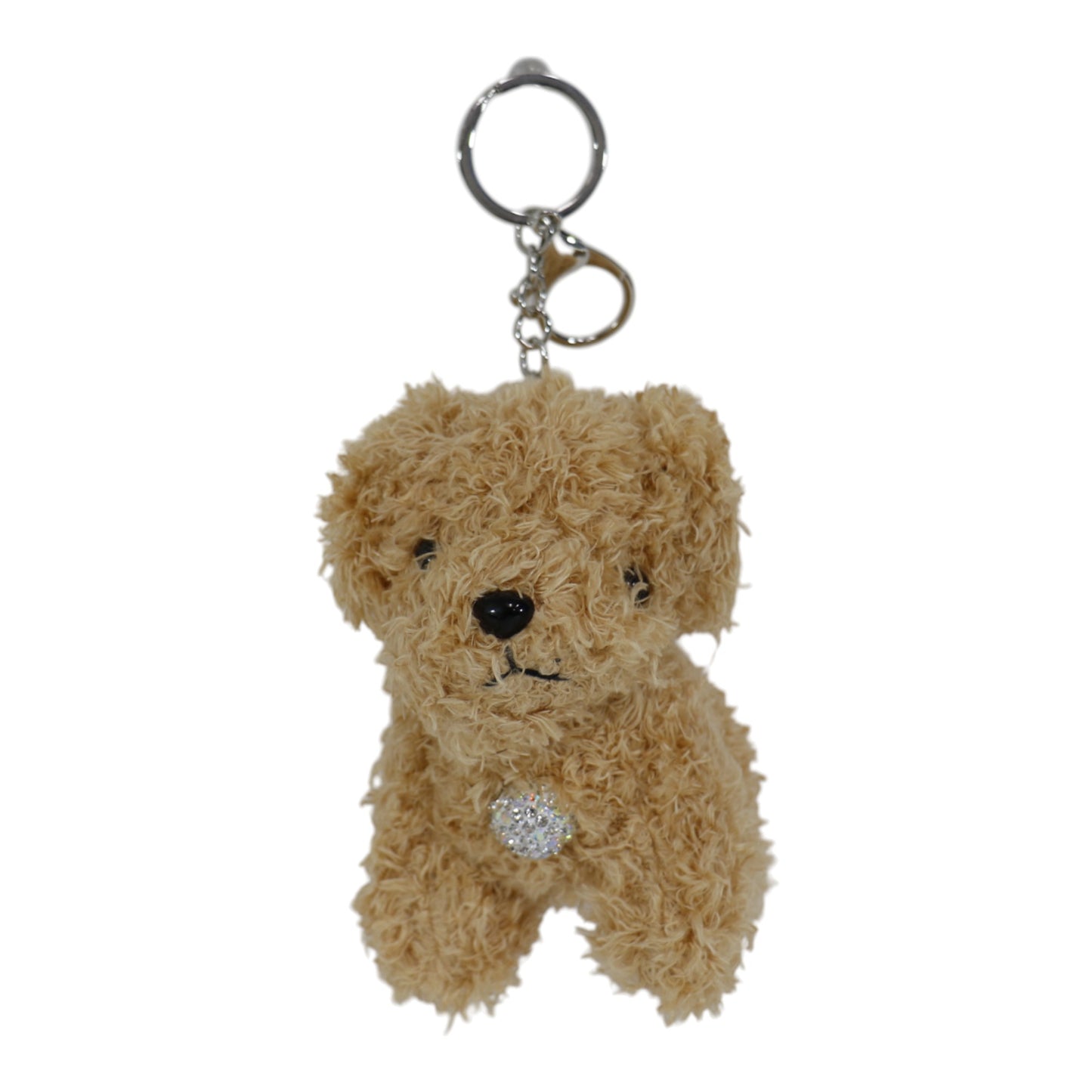 Rhinestone Curly Hair Dog Plush Key Chain KC0425-3. (12PC)