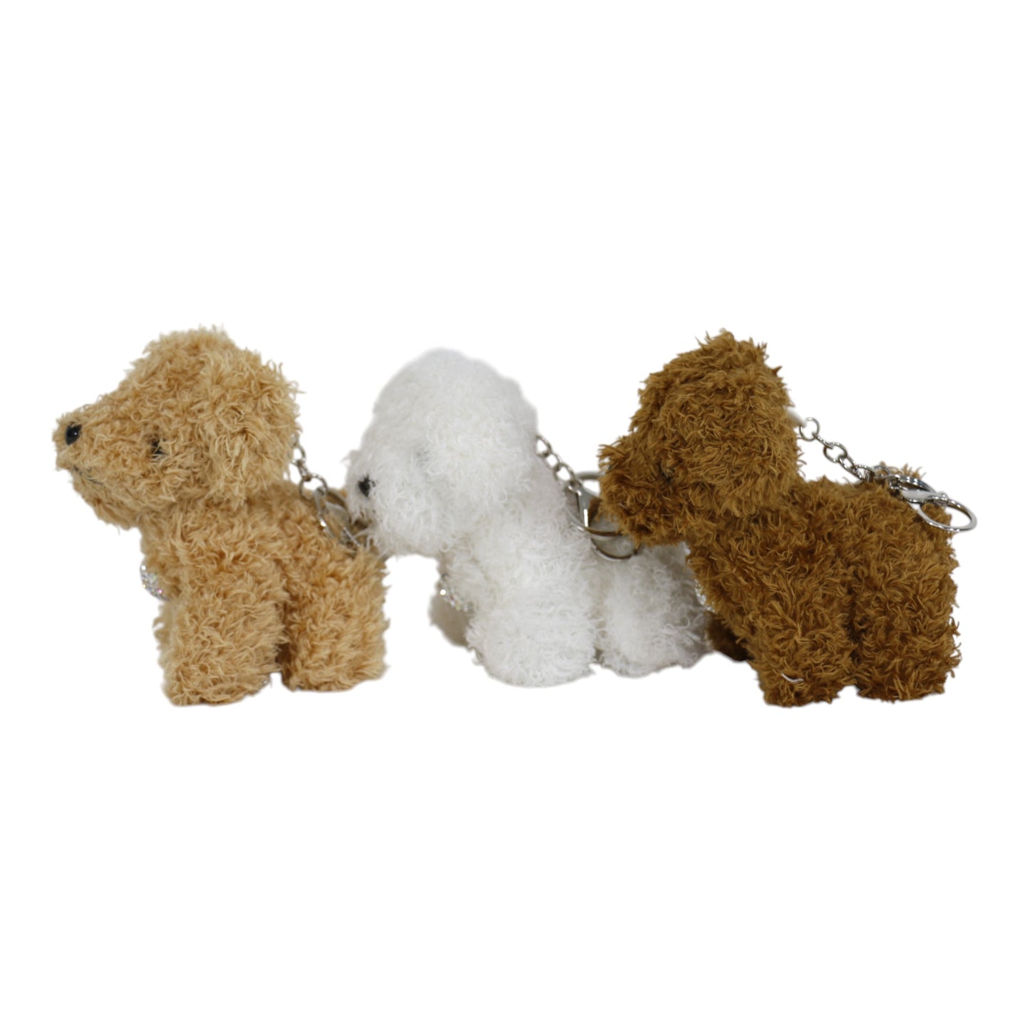 Rhinestone Curly Hair Dog Plush Key Chain KC0425-3. (12PC)