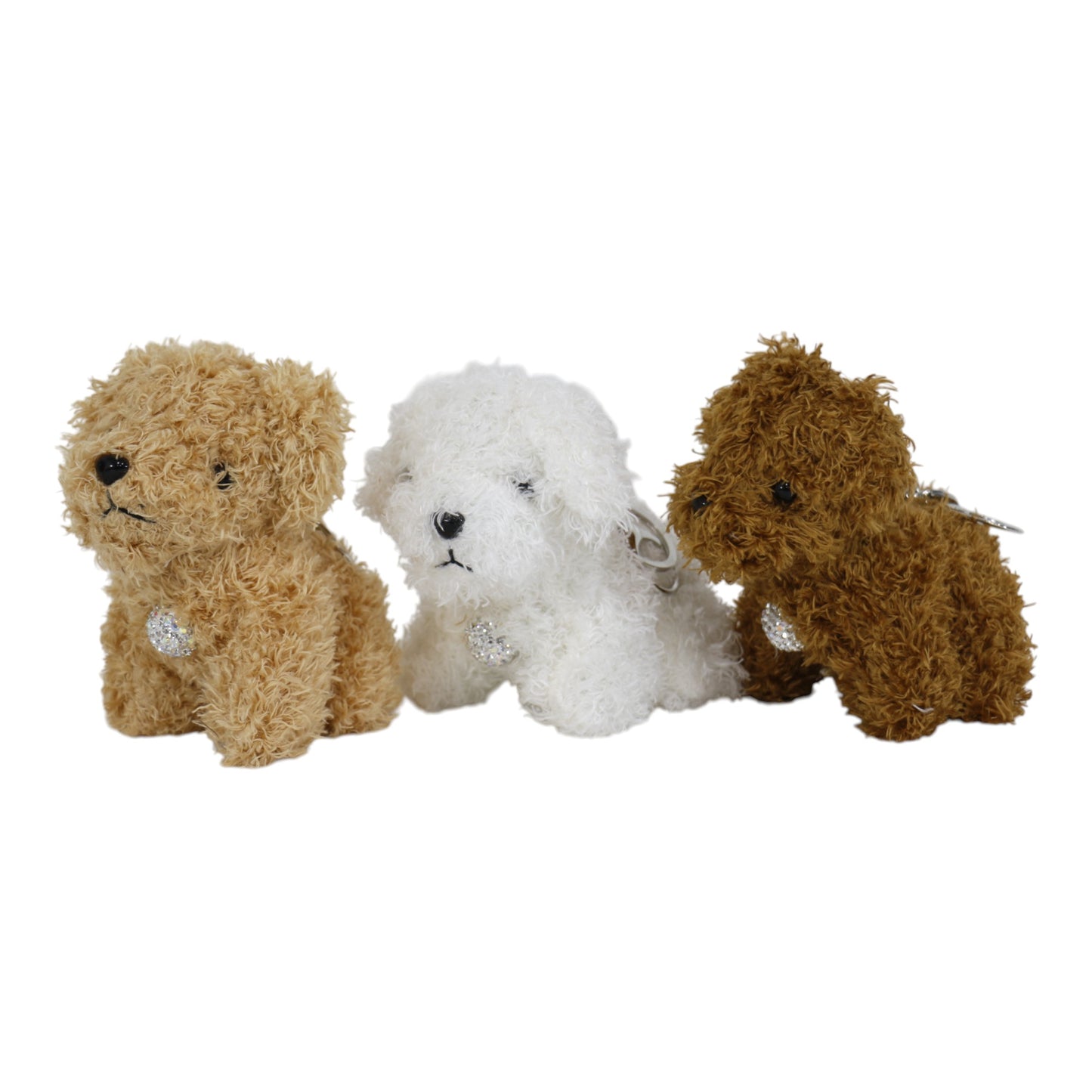 Rhinestone Curly Hair Dog Plush Key Chain KC0425-3. (12PC)