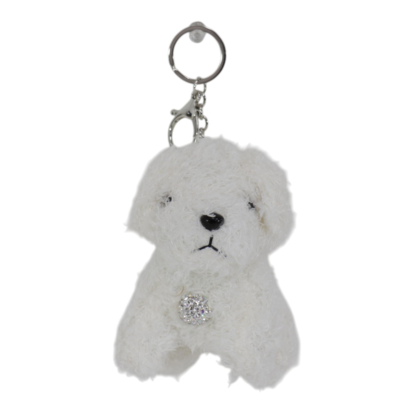 Rhinestone Curly Hair Dog Plush Key Chain KC0425-3. (12PC)