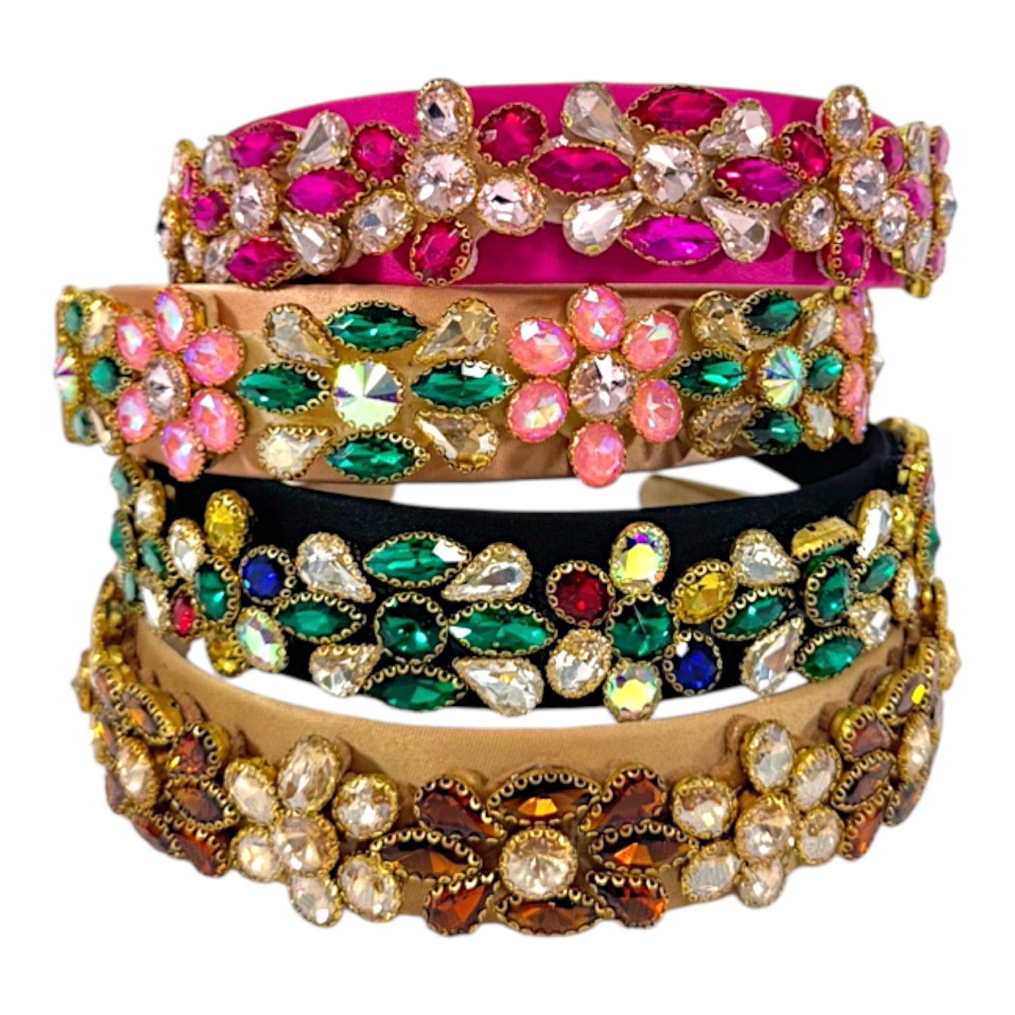 Multi Crystal Flower Decor Headband HB1226-13. (12PC)