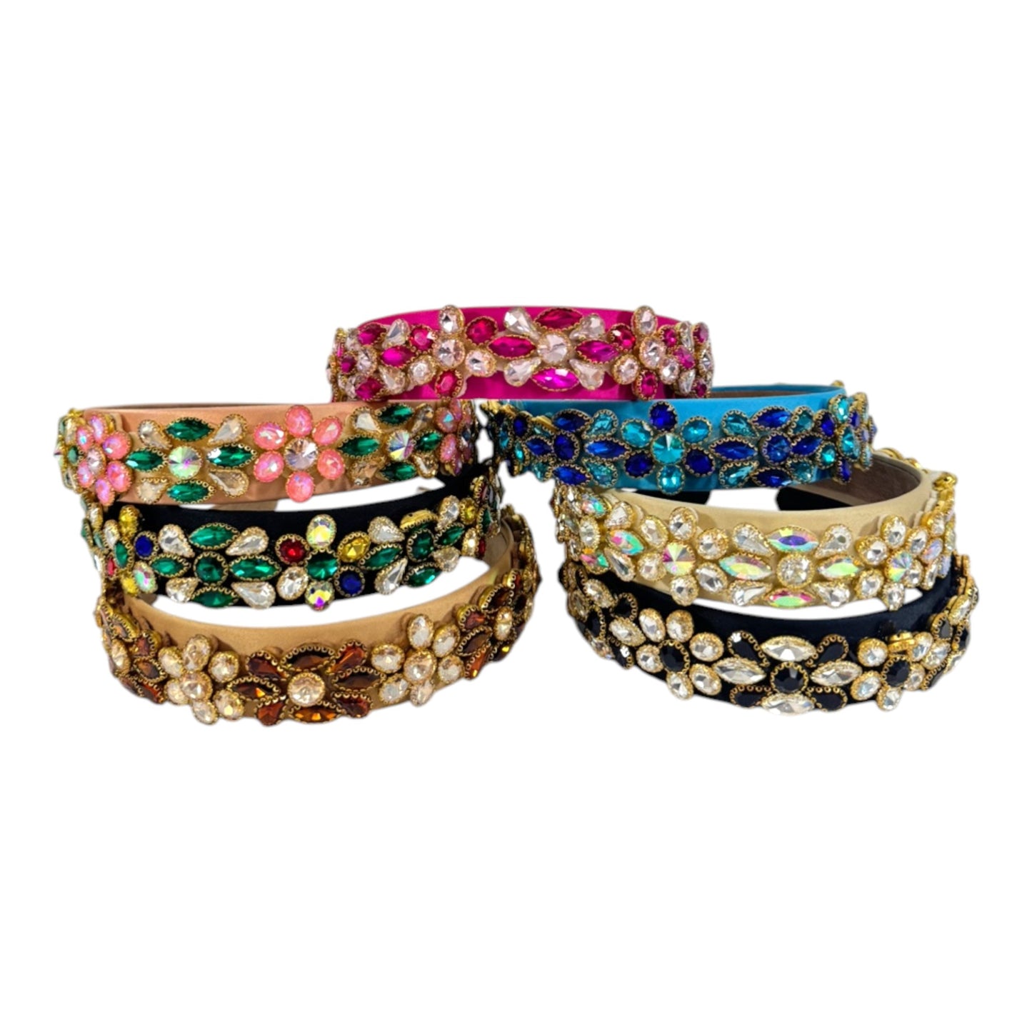 Multi Crystal Flower Decor Headband HB1226-13. (12PC)