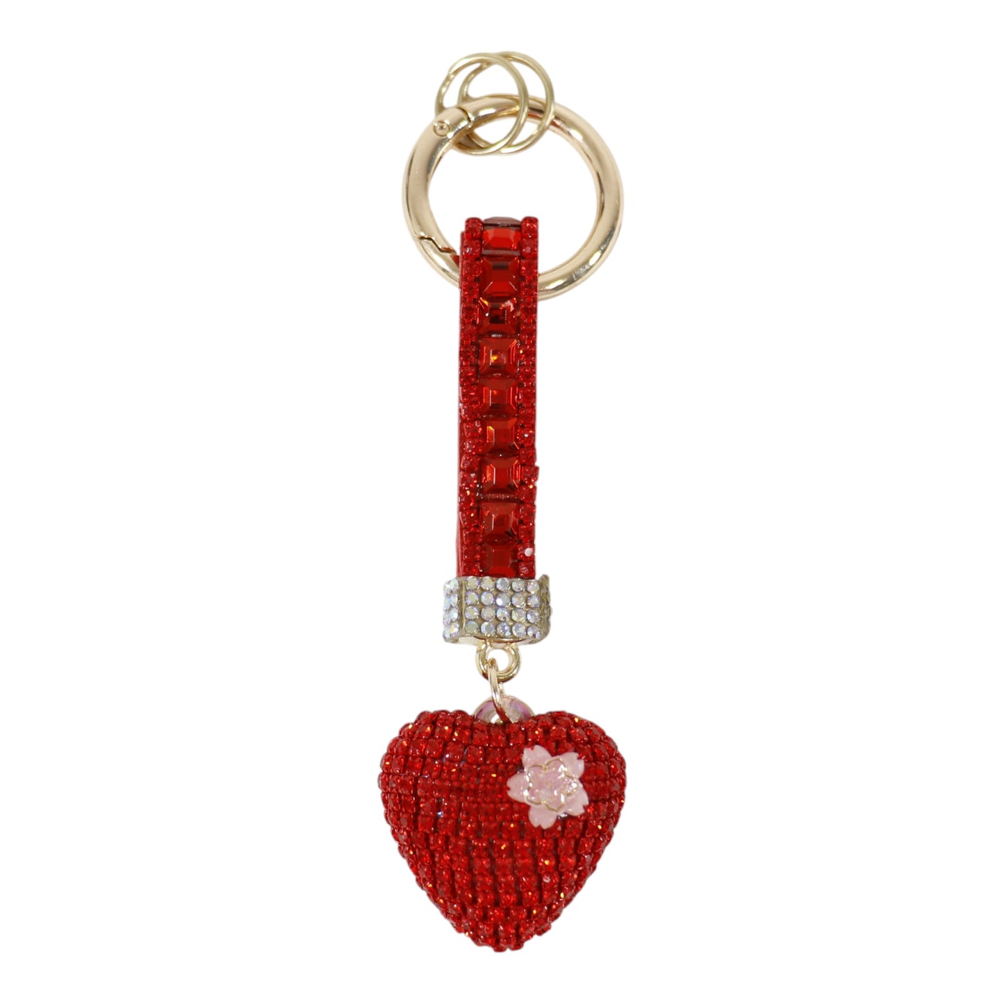 Double Sided Rhinestone Heart Keychain KC41101-11 (12PC)