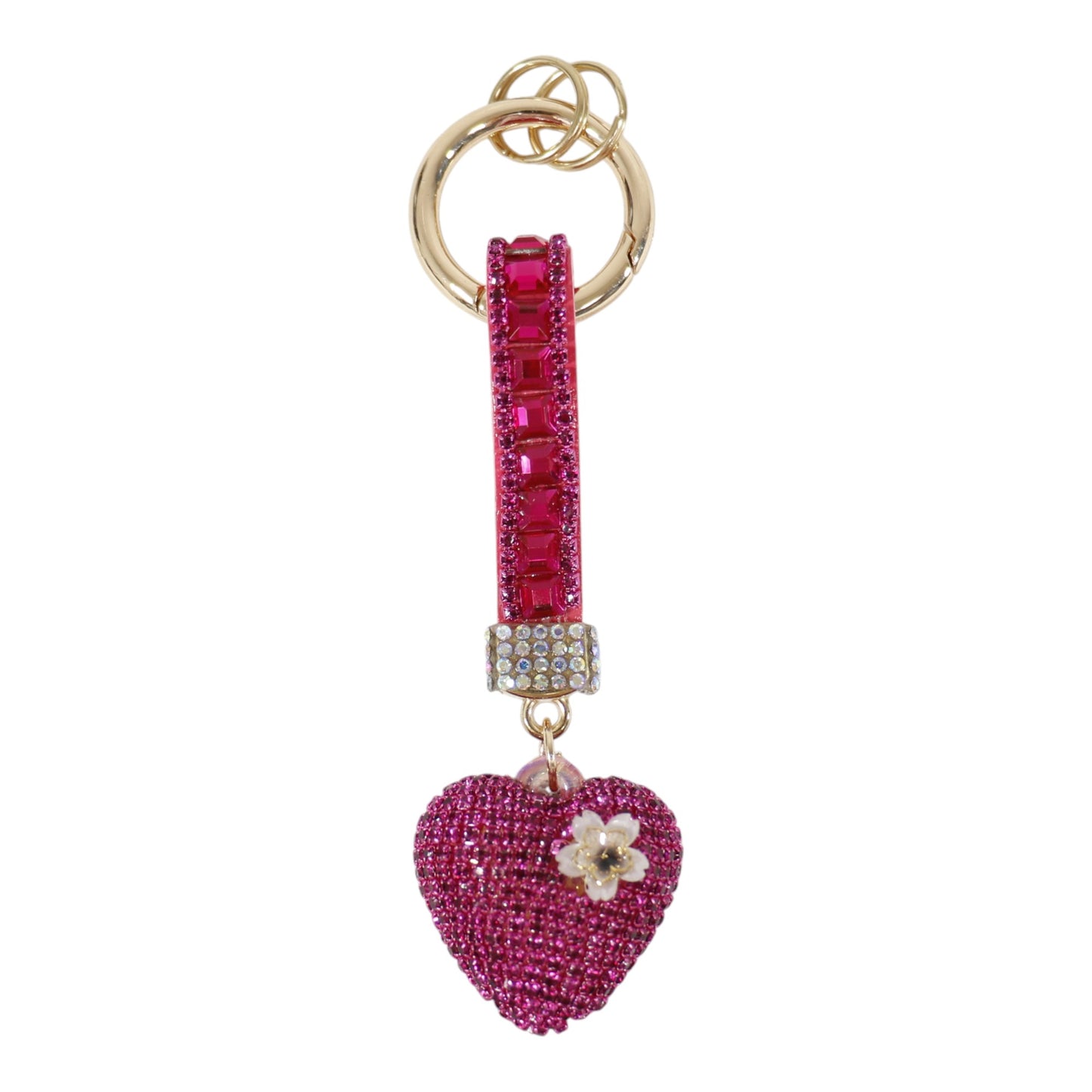 Double Sided Rhinestone Heart Keychain KC41101-11 (12PC)