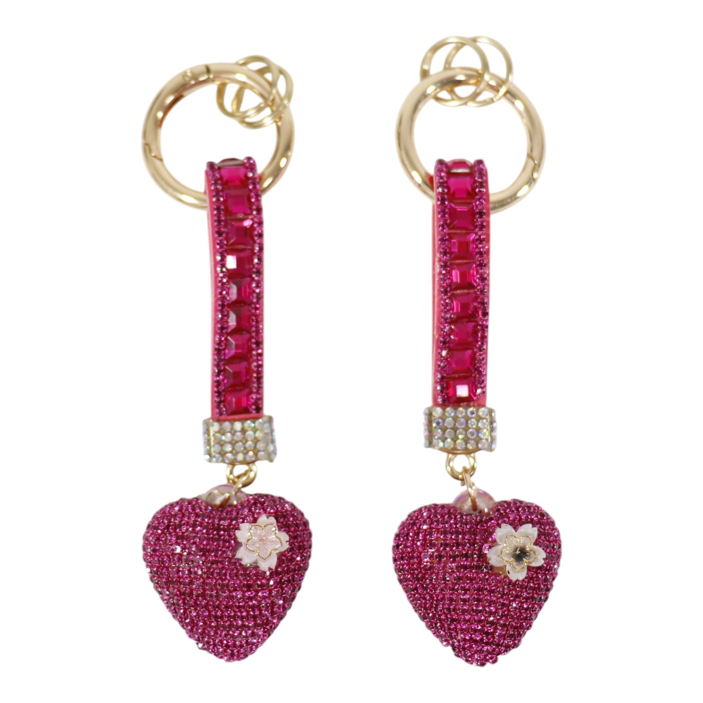 Double Sided Rhinestone Heart Keychain KC41101-11 (12PC)