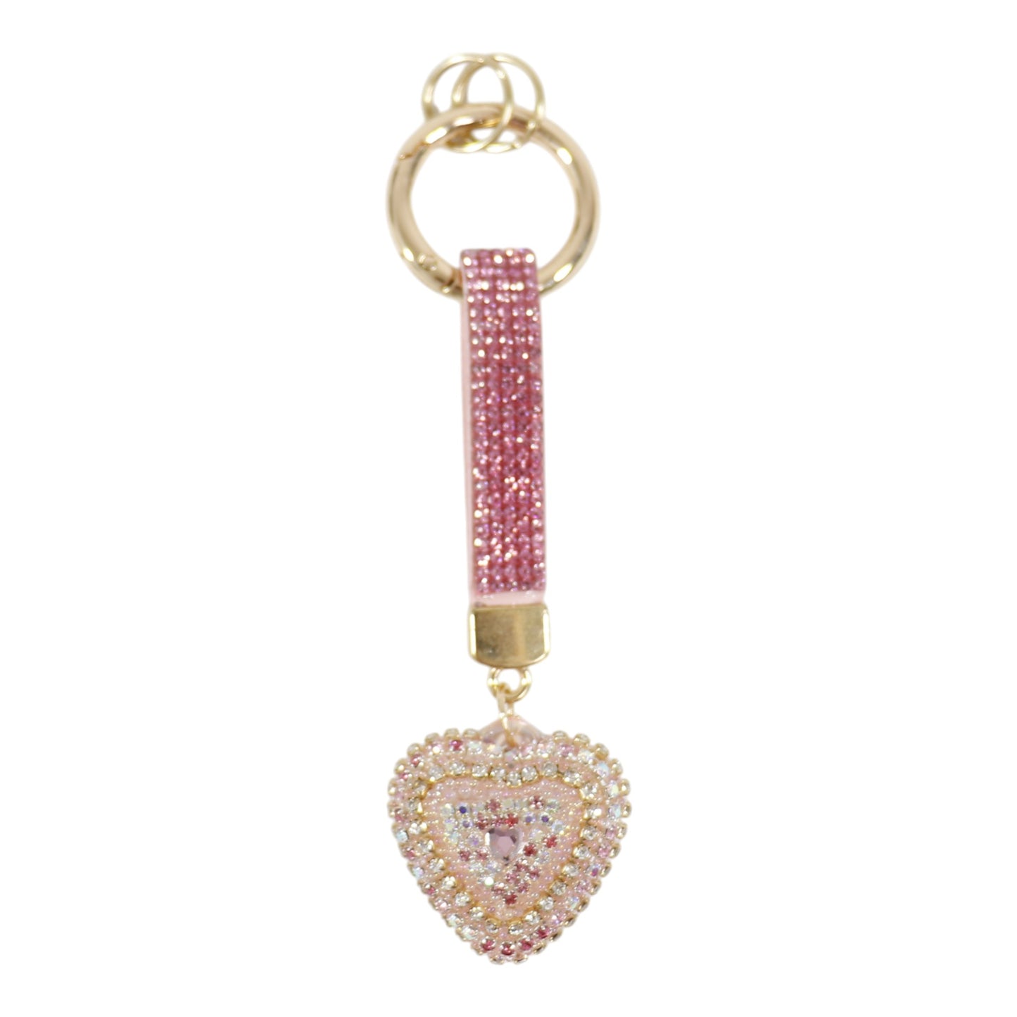 Double Sided Rhinestone Heart Keychain KC41101-14 (12PC)