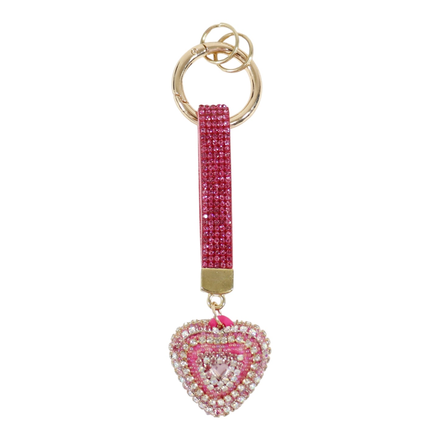 Double Sided Rhinestone Heart Keychain KC41101-14 (12PC)