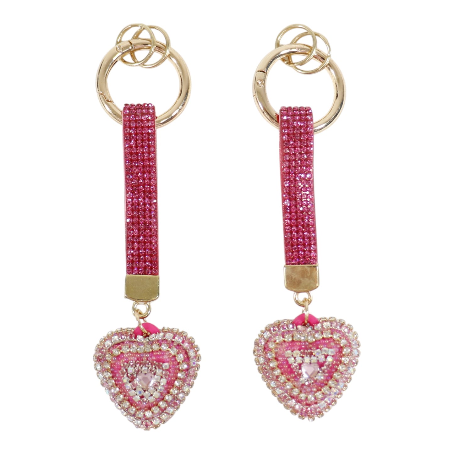 Double Sided Rhinestone Heart Keychain KC41101-14 (12PC)