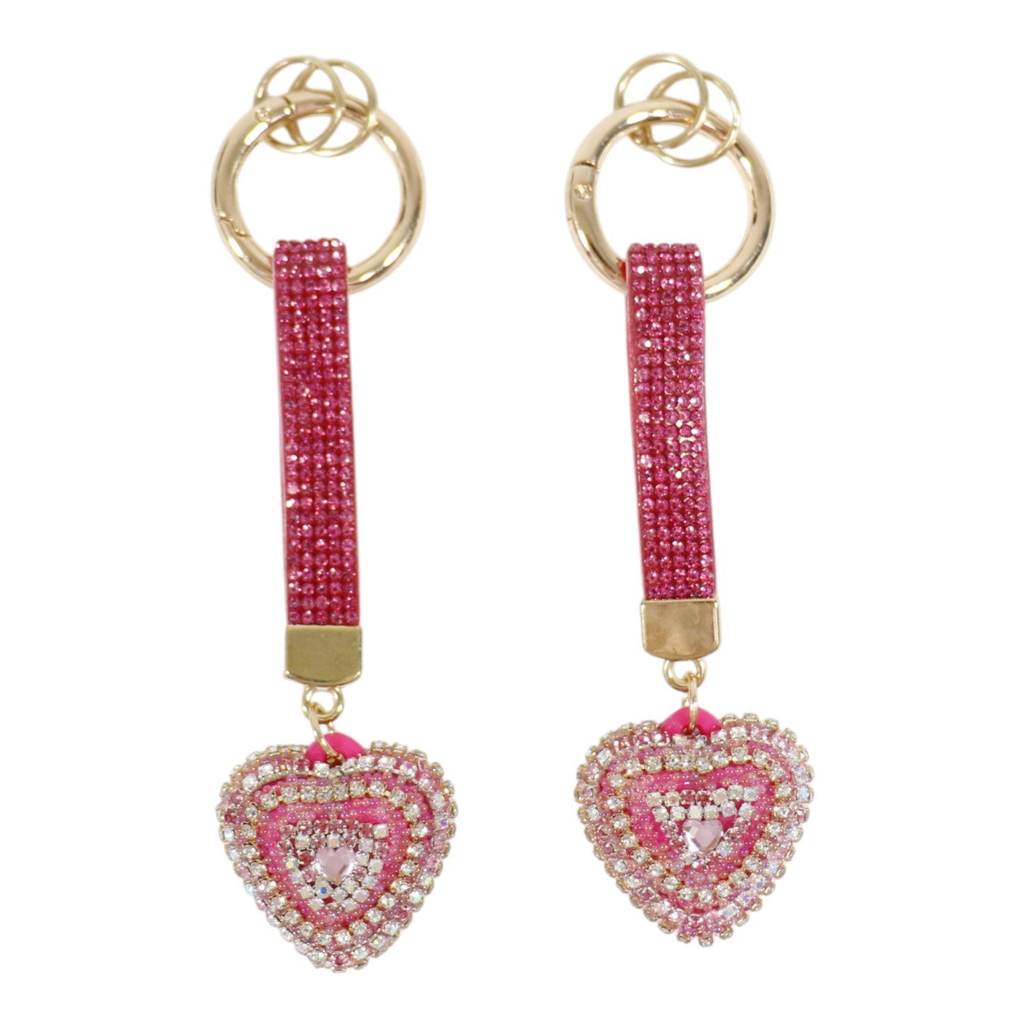 Double Sided Rhinestone Heart Keychain KC41101-14 (12PC)