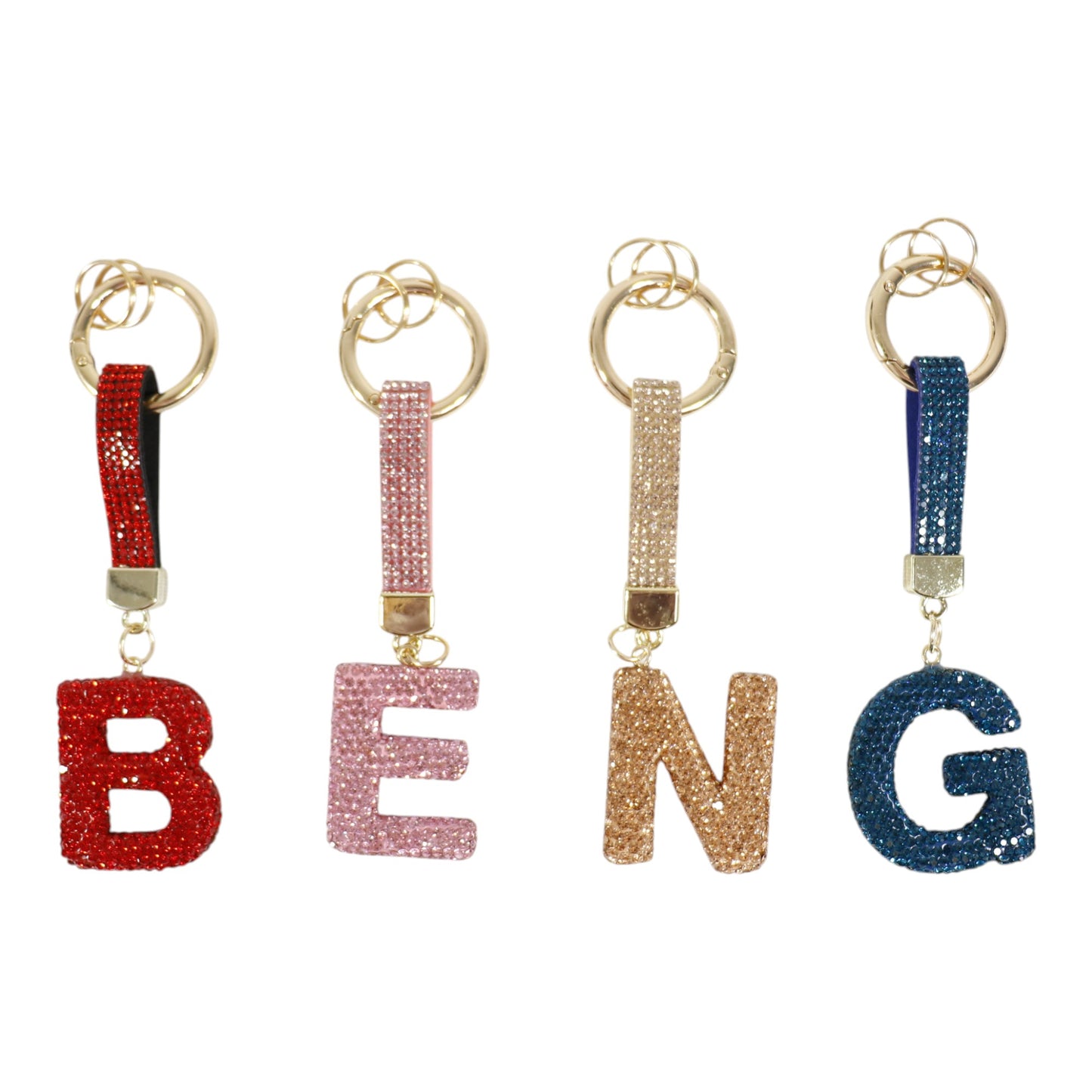 Rhinestone Alphabet Initial Letter Key Chain KC001..(12PC)