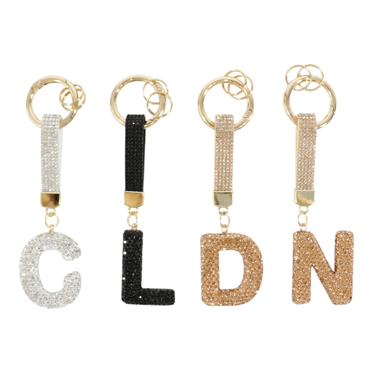 Rhinestone Alphabet Initial Letter Key Chain KC001..(12PC)