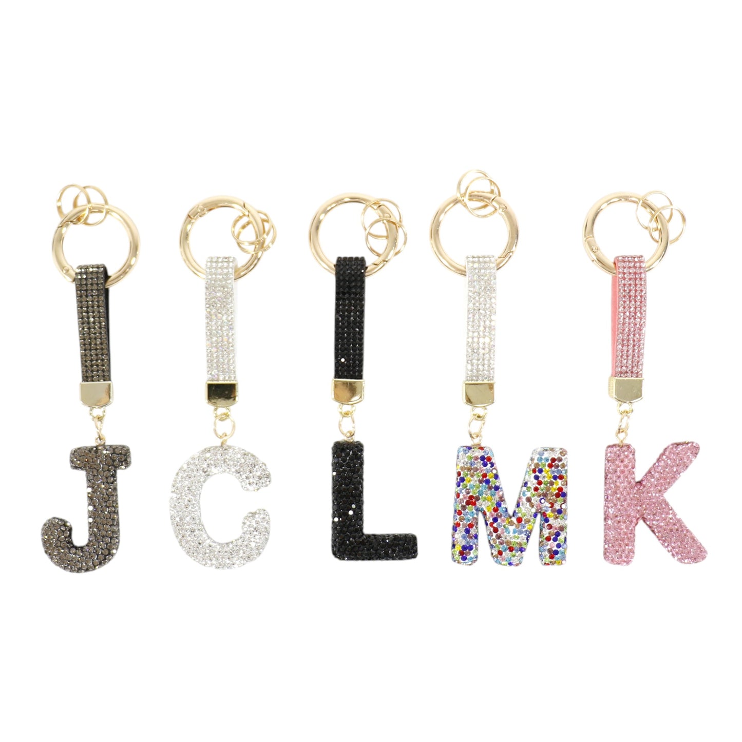 Rhinestone Alphabet Initial Letter Key Chain KC001..(12PC)