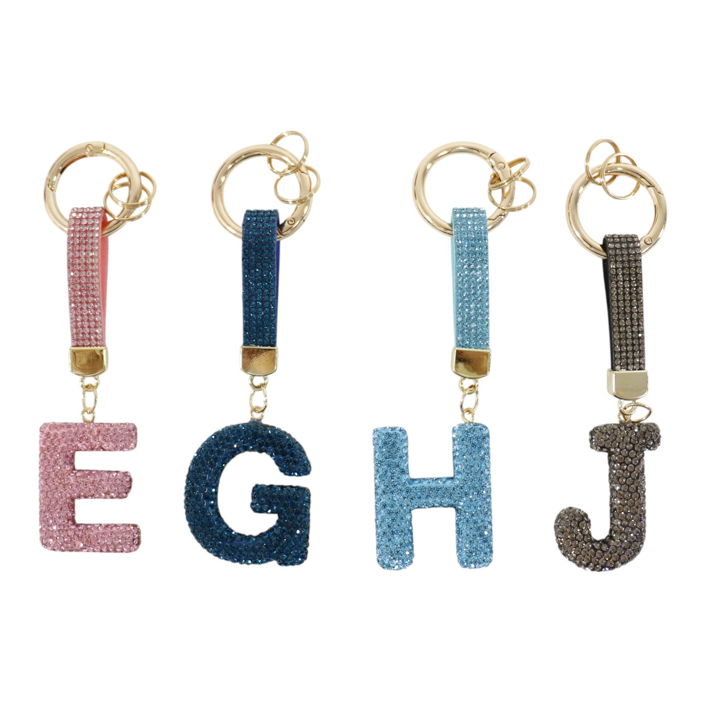 Rhinestone Alphabet Initial Letter Key Chain KC001..(12PC)