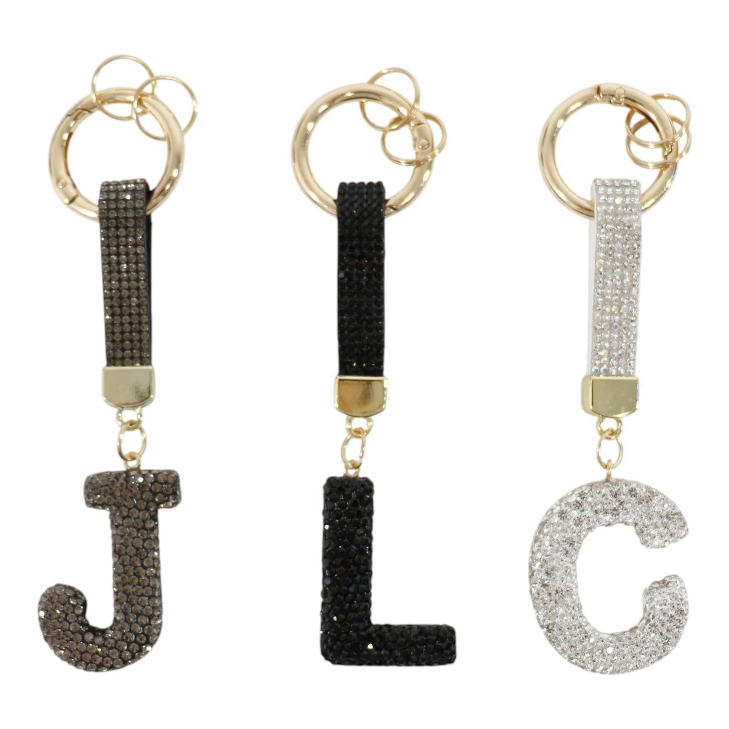 Rhinestone Alphabet Initial Letter Key Chain KC001..(12PC)