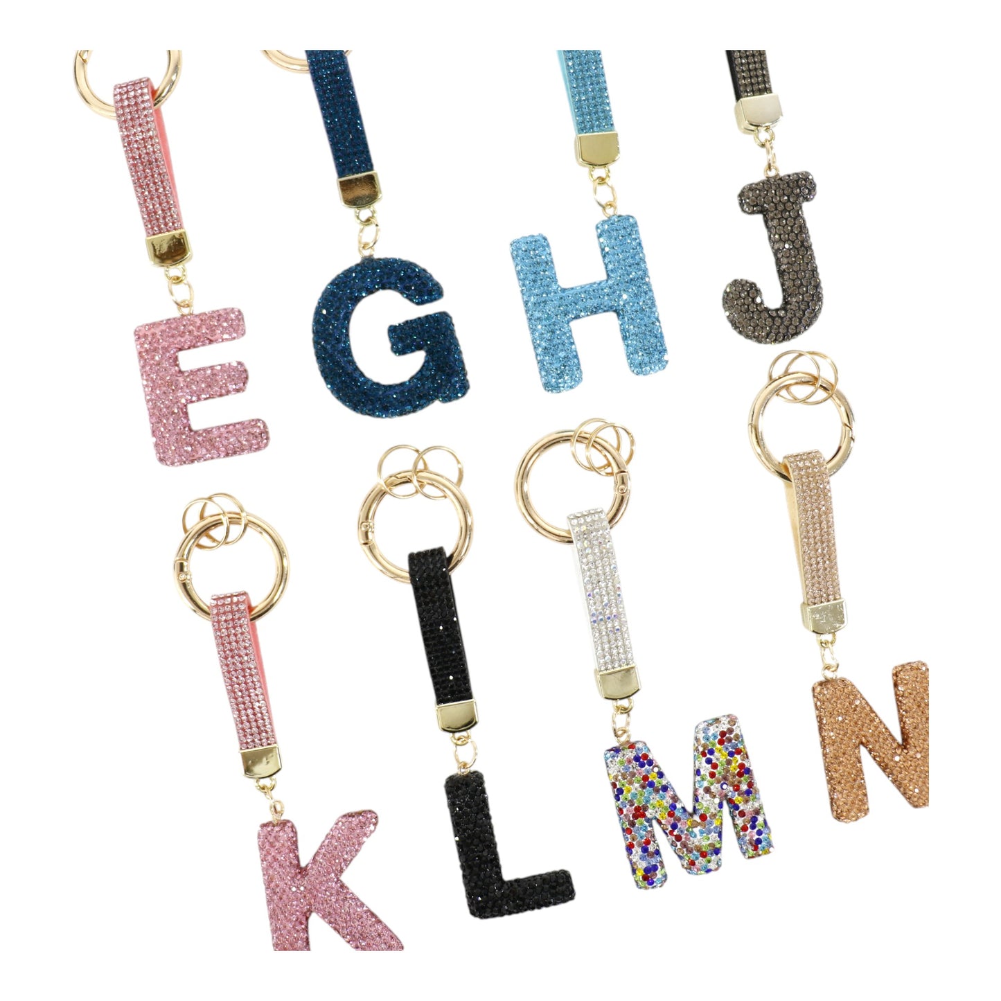 Rhinestone Alphabet Initial Letter Key Chain KC001..(12PC)