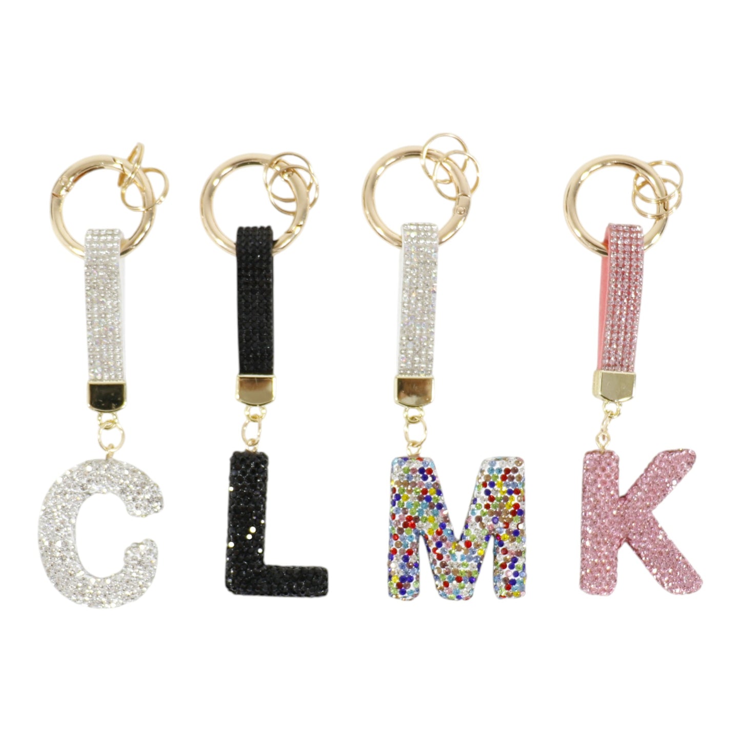 Rhinestone Alphabet Initial Letter Key Chain KC001 (12PC)