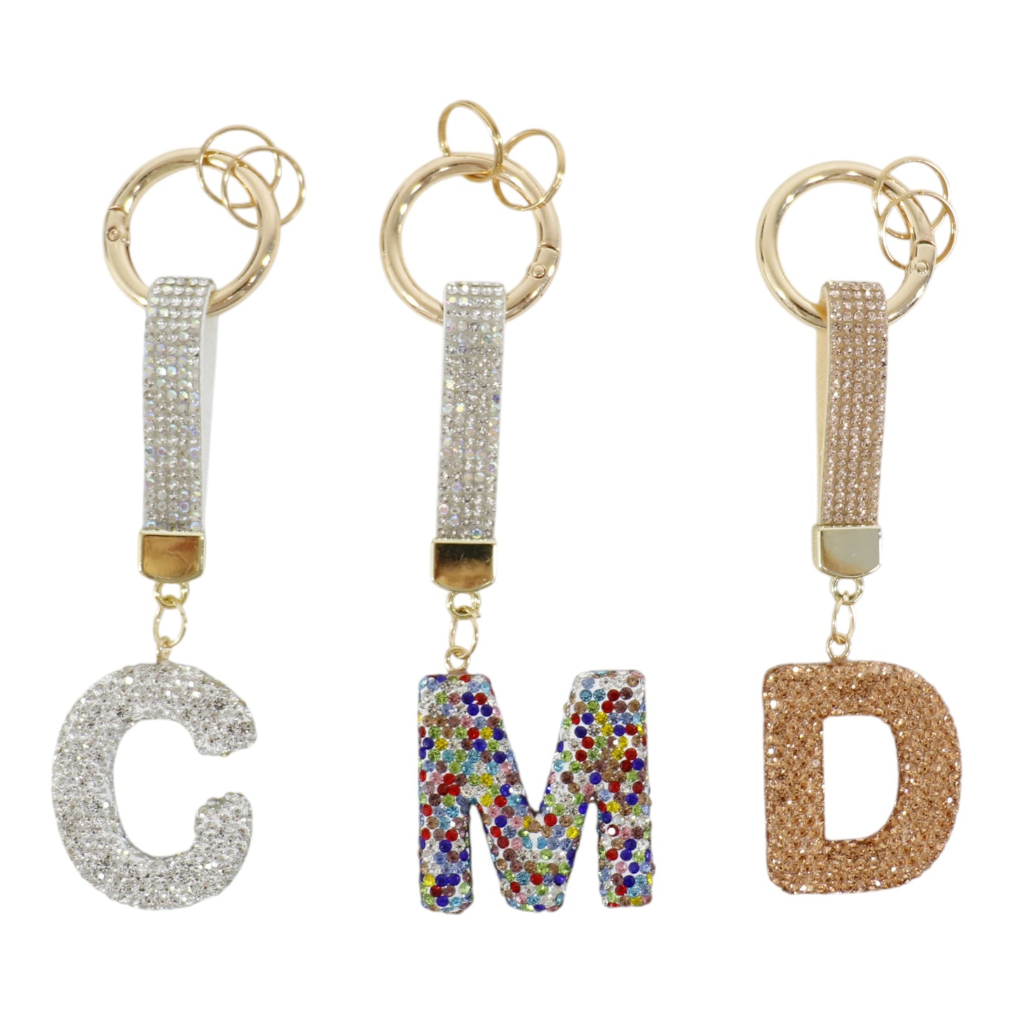 Rhinestone Alphabet Initial Letter Key Chain KC001 (12PC)
