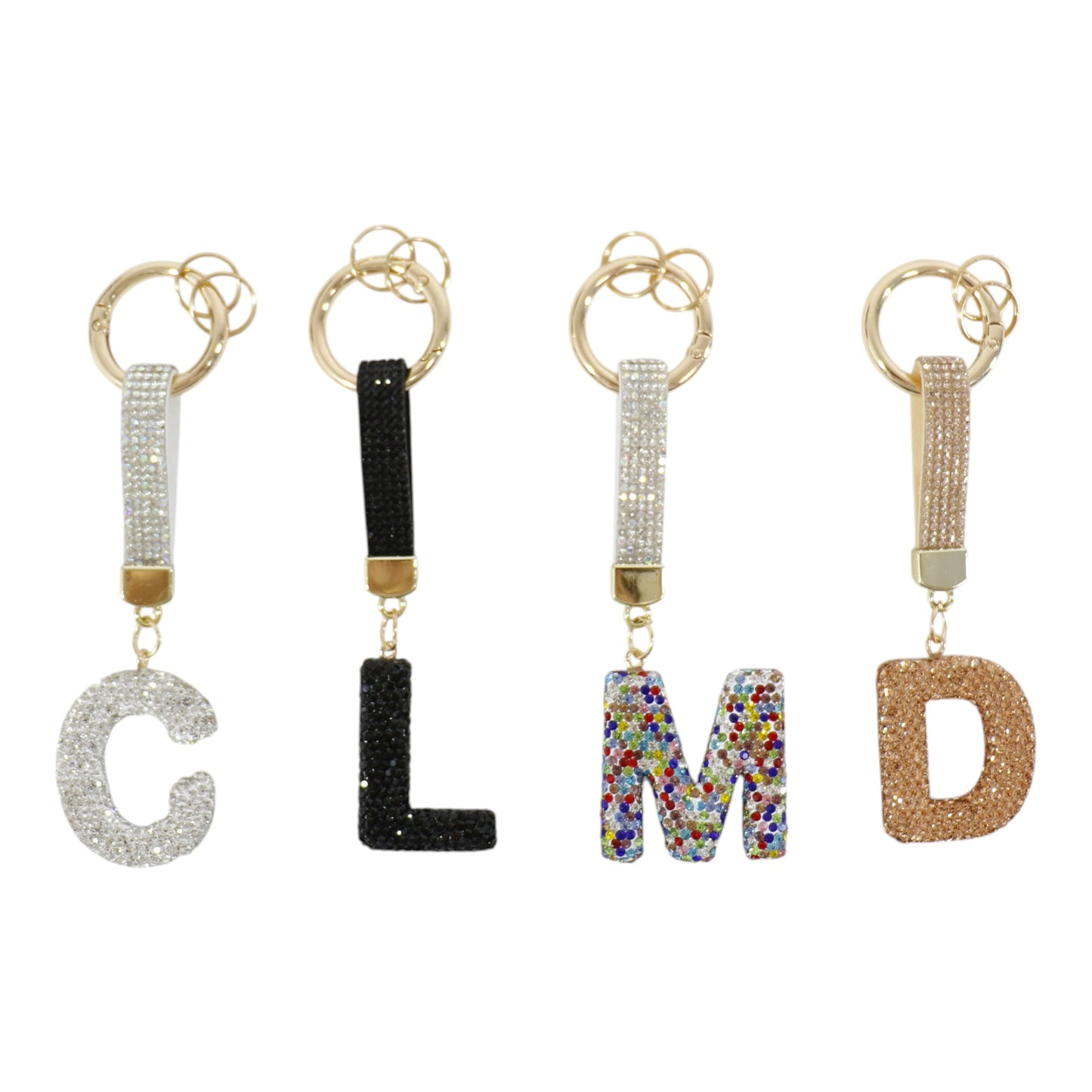 Rhinestone Alphabet Initial Letter Key Chain KC001..(12PC)
