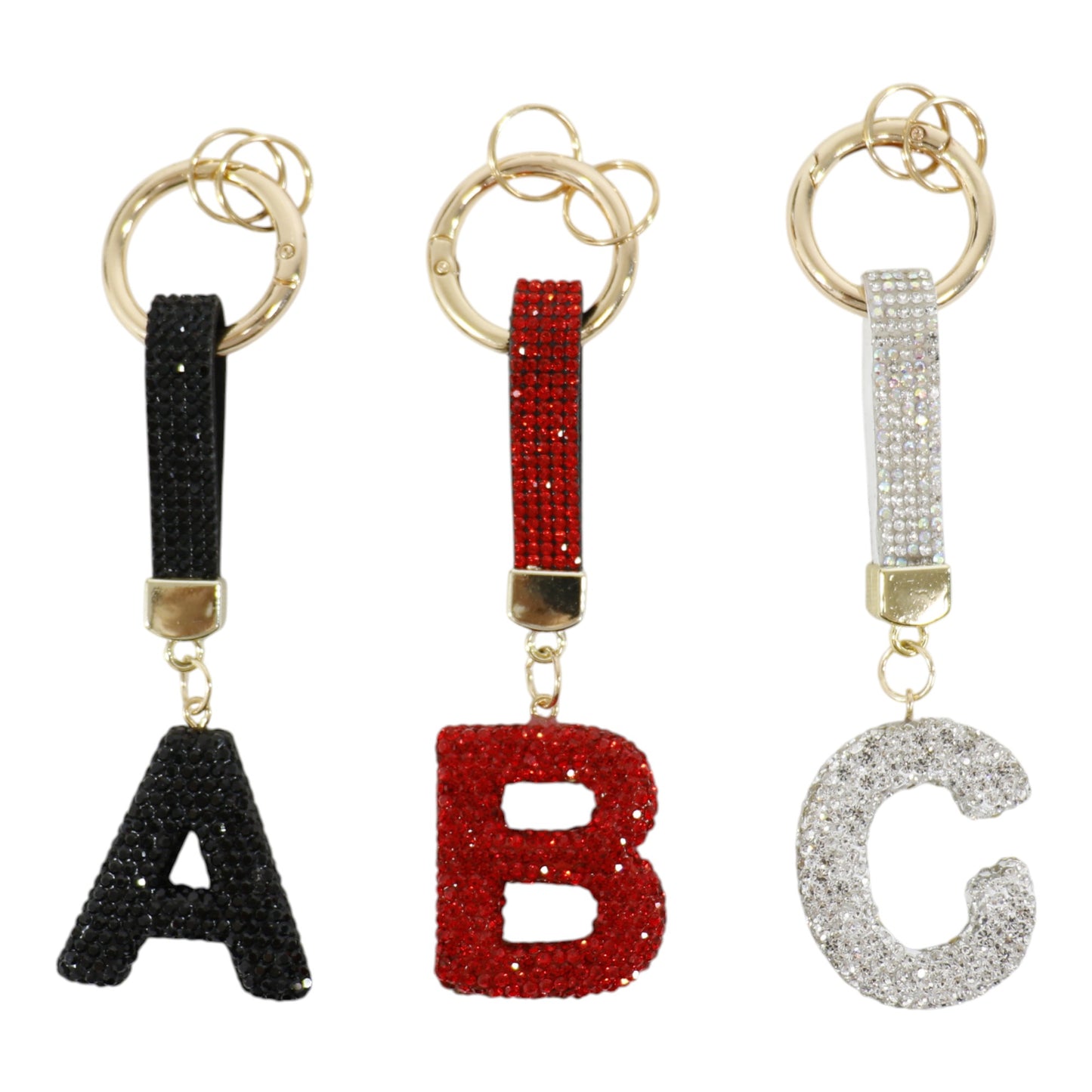 Rhinestone Alphabet Initial Letter Key Chain KC001..(12PC)