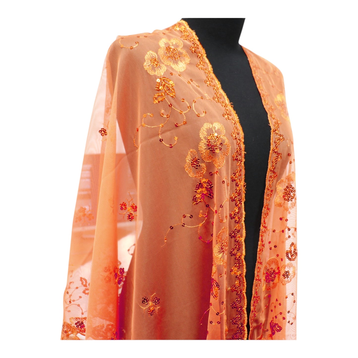 Sequin Chiffon Embellished Fringe Sheer Shawl Wrap Scarf SC309A.(12pc)