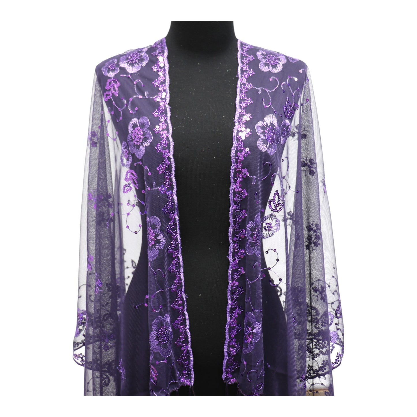 Sequin Chiffon Embellished Fringe Sheer Shawl Wrap Scarf SC309B. (12pc)