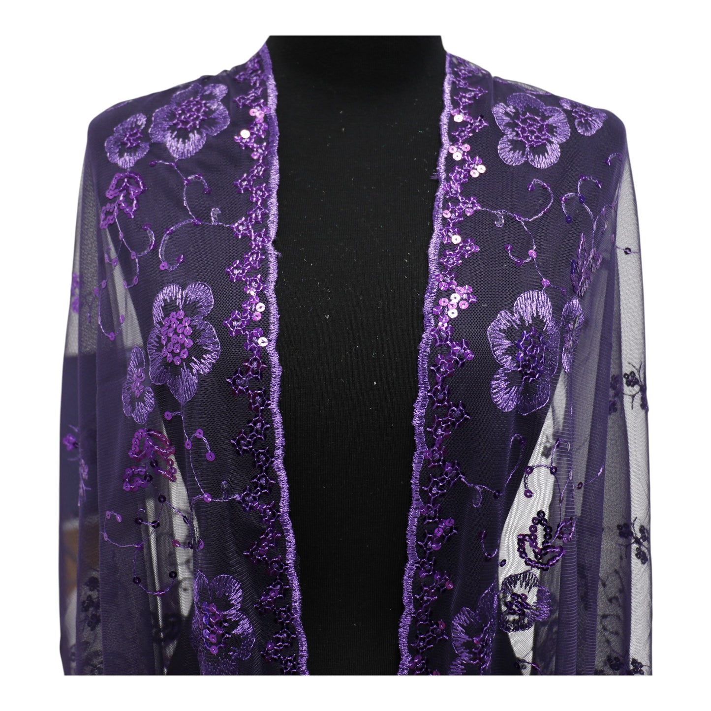 Sequin Chiffon Embellished Fringe Sheer Shawl Wrap Scarf SC309B. (12pc)