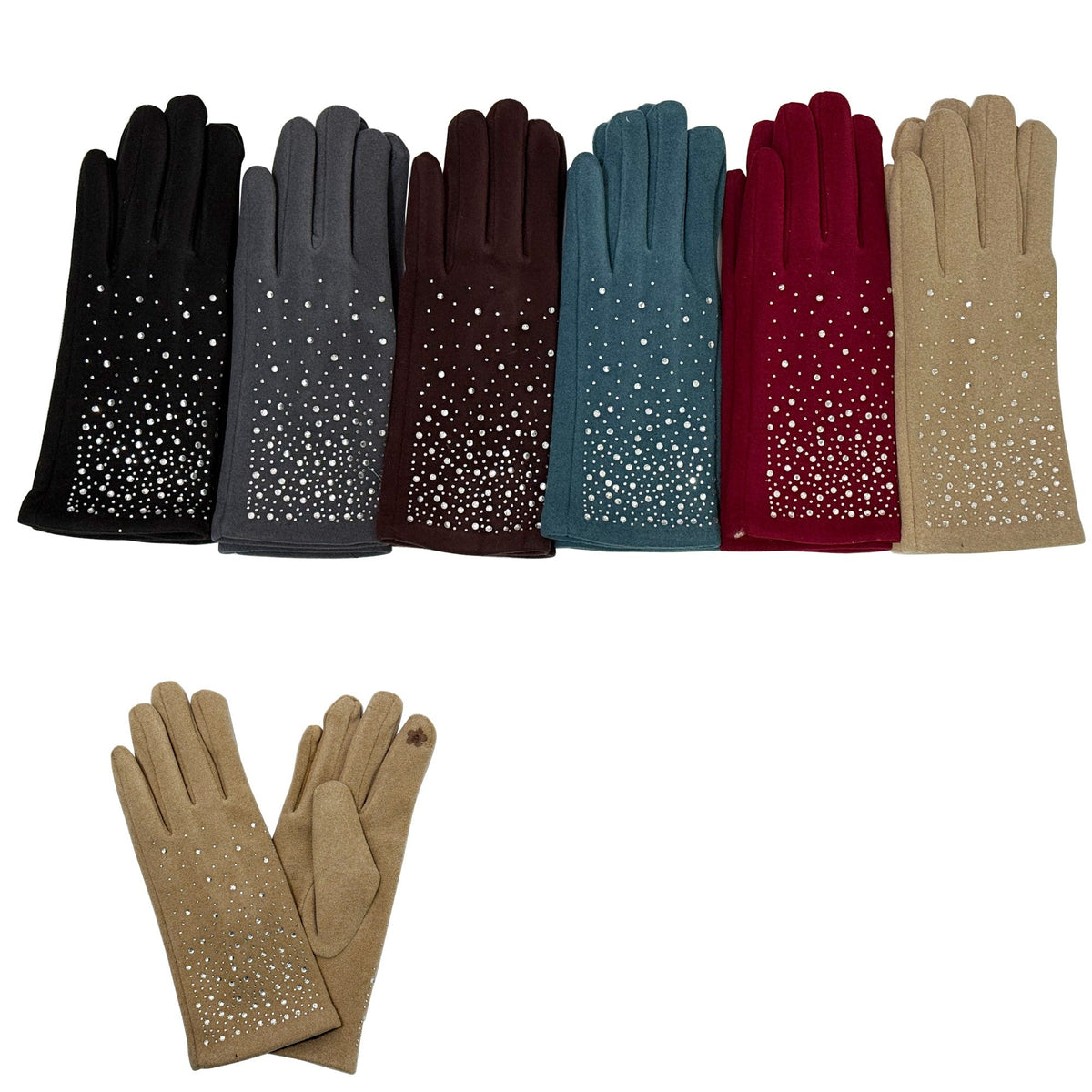 Women’s Rhinestone Studded Touchscreen Gloves GL6830-7 (12PAIR)
