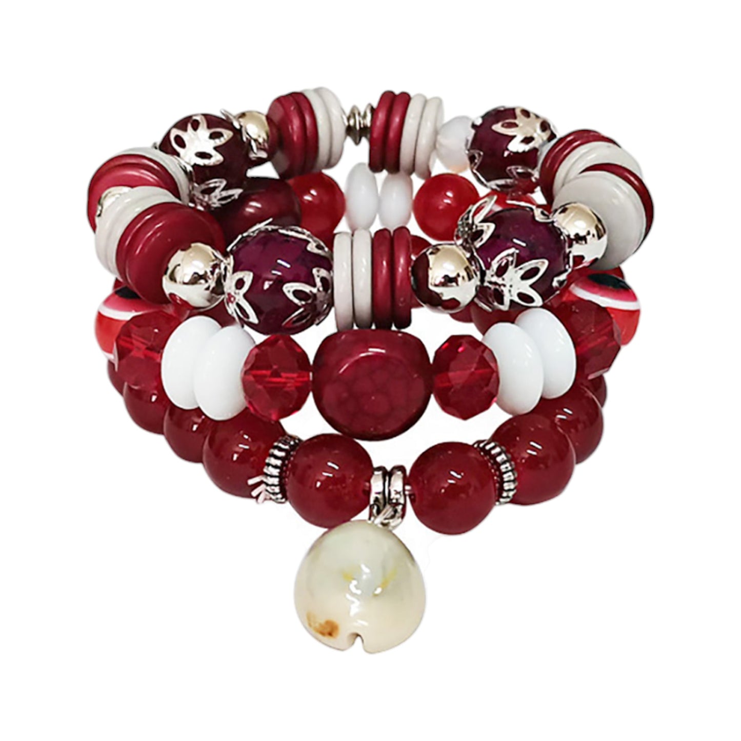 Natural Stone Shell Charm Bracelet BR2521-76. (12PC)