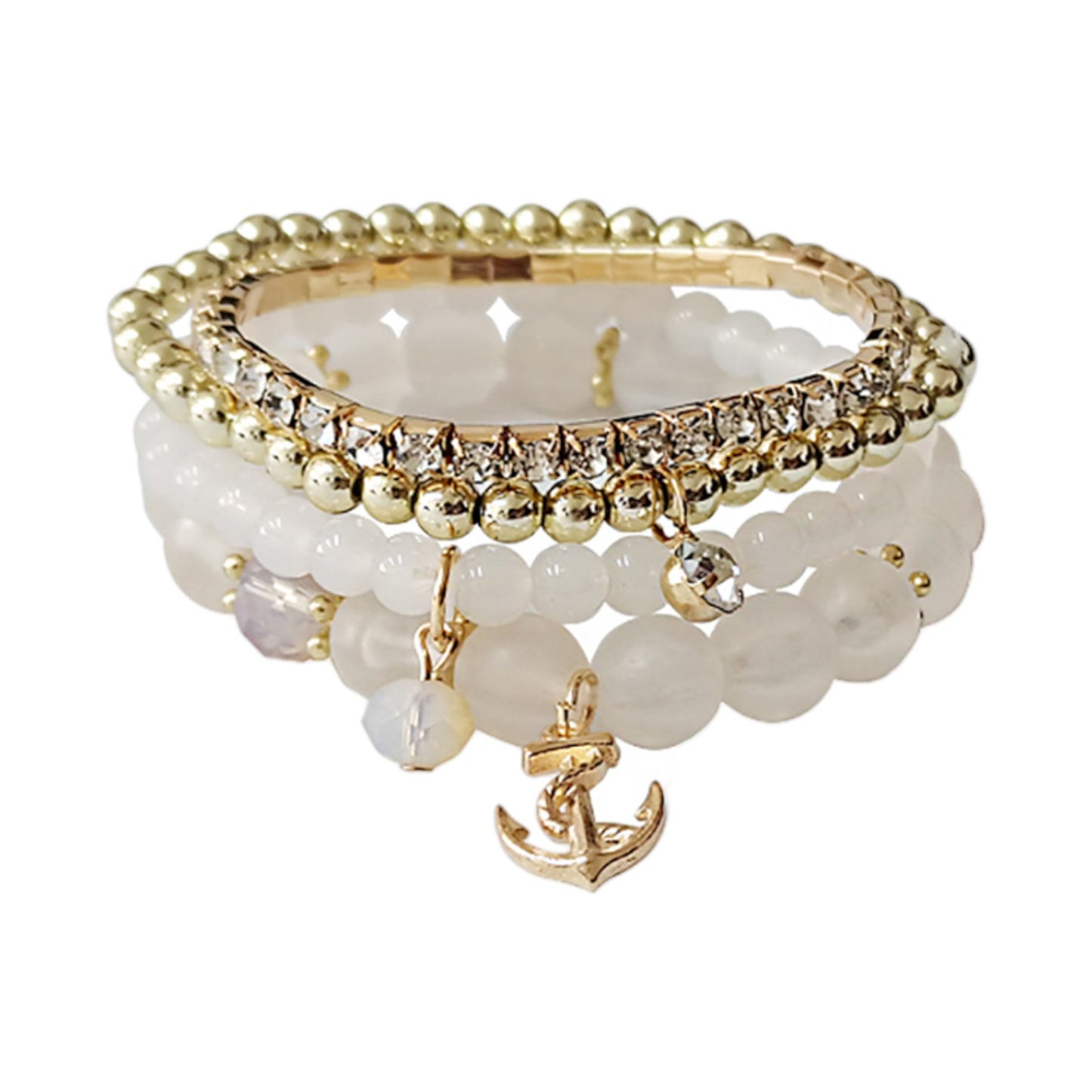 Anchor Charm Gold Bead Bracelet BR2221-18. (12PC)