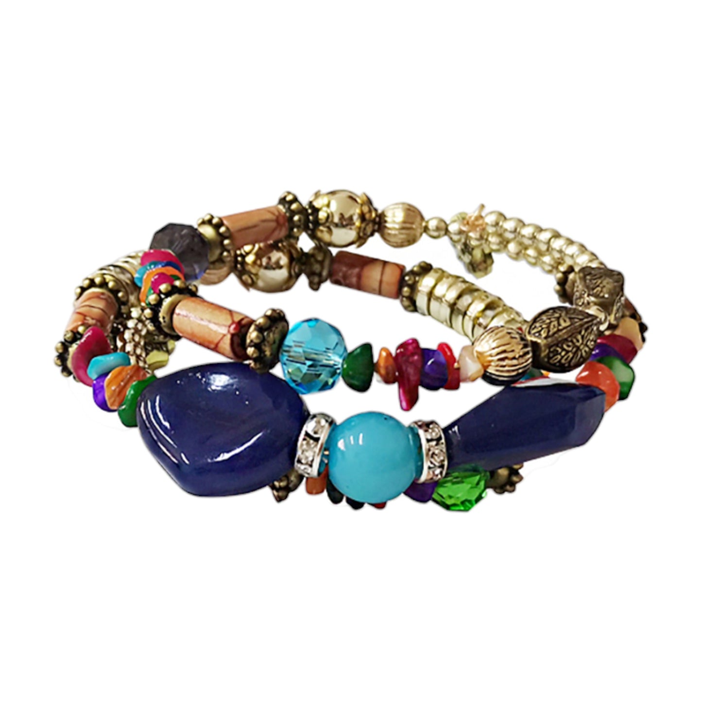 Color Stone N Gold Bead Bracelet BR2221-29. (12PC)