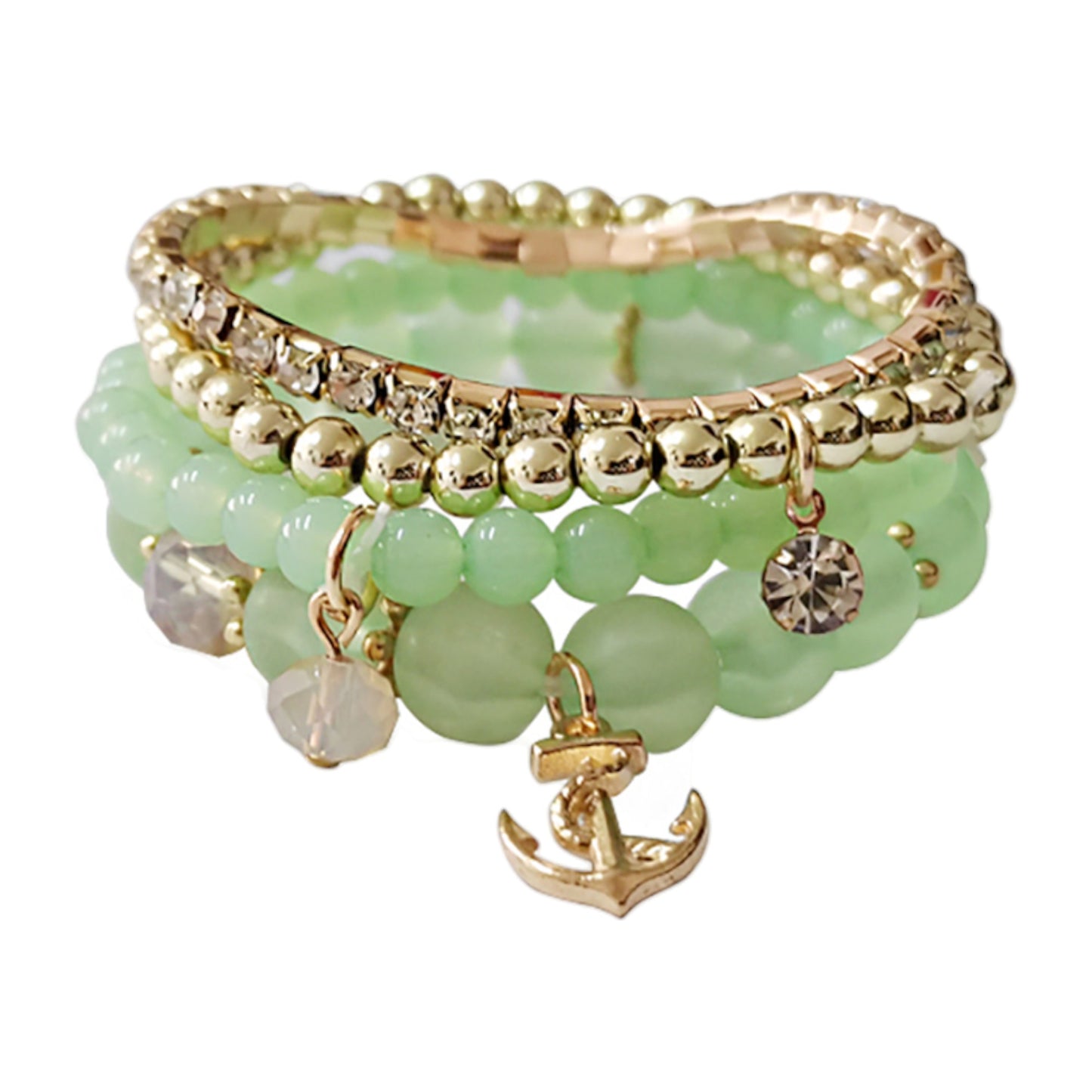 Anchor Charm Gold Bead Bracelet BR2221-18 (12PC)