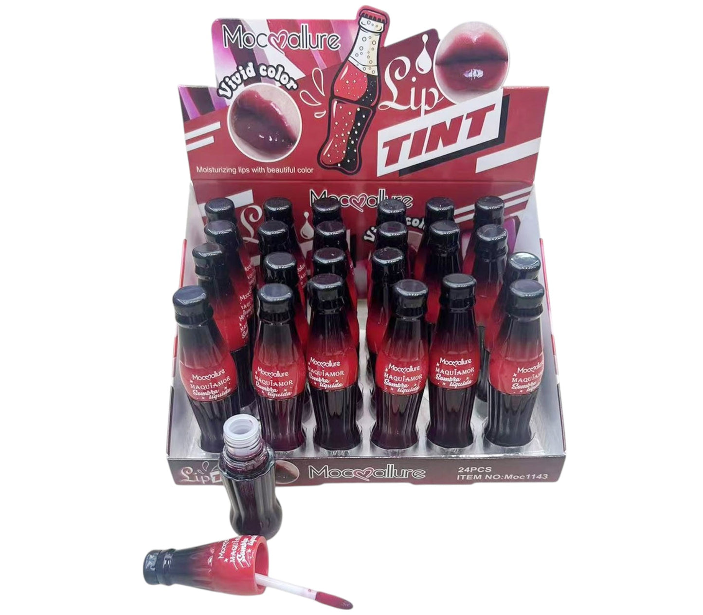 Moc Allure Maquiamor Vivid Color Lip Tint Soda Bottle LC1143 (24PC)