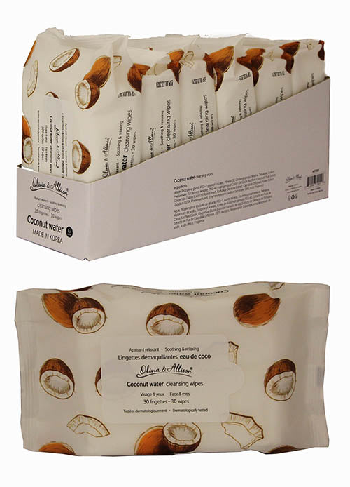 Coconut Water Cleansing Makeup Remover Wipes MIT001 (6PK)