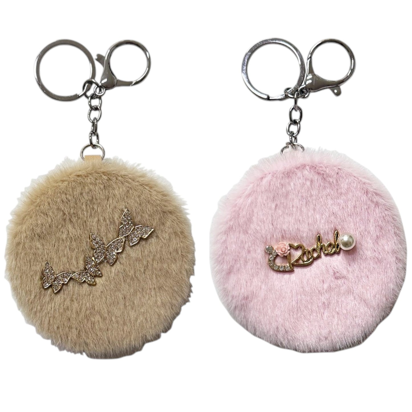 Fur Compact Mirror Key Chain MR41220-19 (12PC)