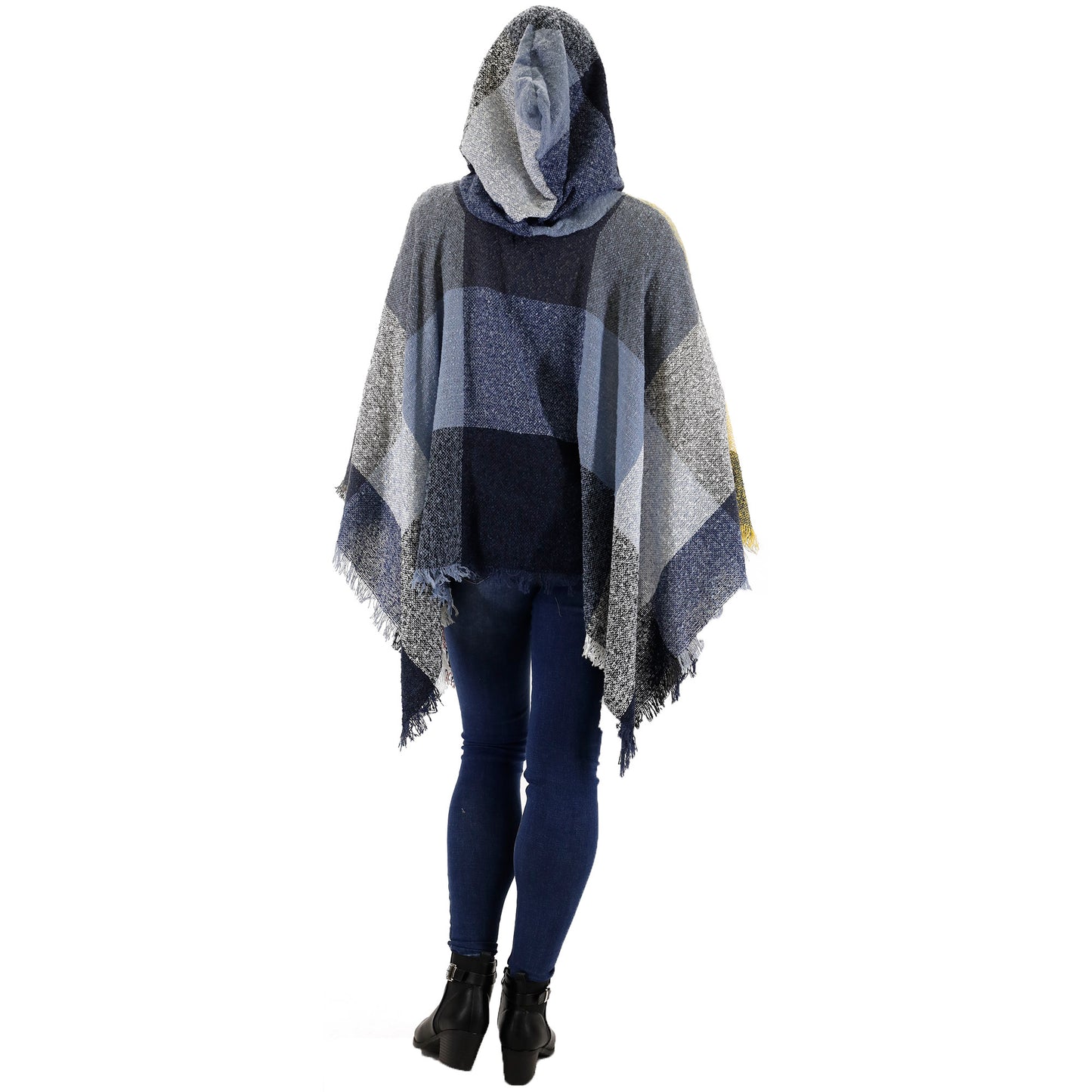VINTAGE STYLED BLOCK PATTERN HOODIE PONCHO PO21027 (6PC)