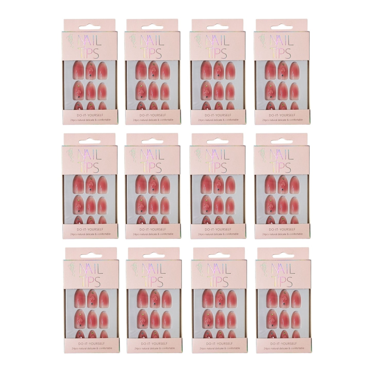 Rhinestone Decor Heart Ballerina Fake Nail Set NA1201-70 (12PC)