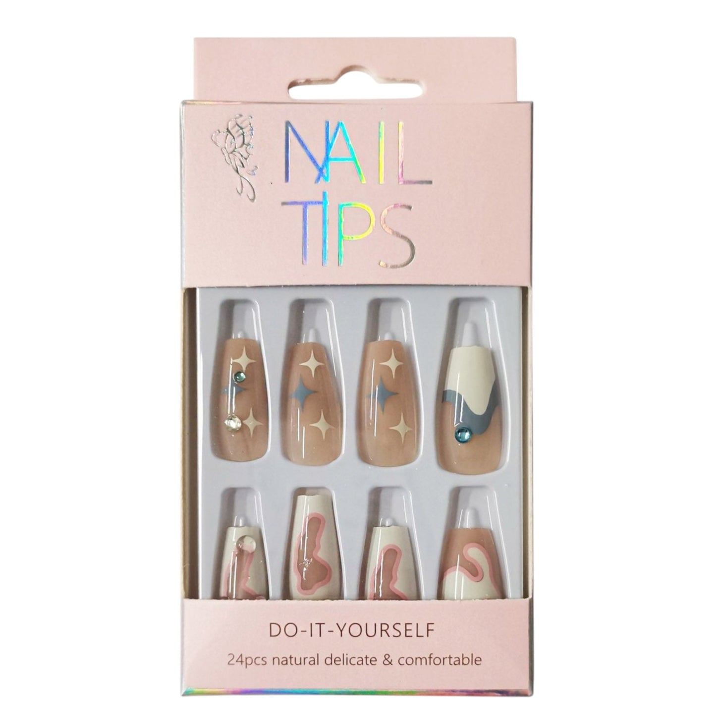 Rhinestone Decor Ballerina Fake Nail Set NA1201-80 (12PC)