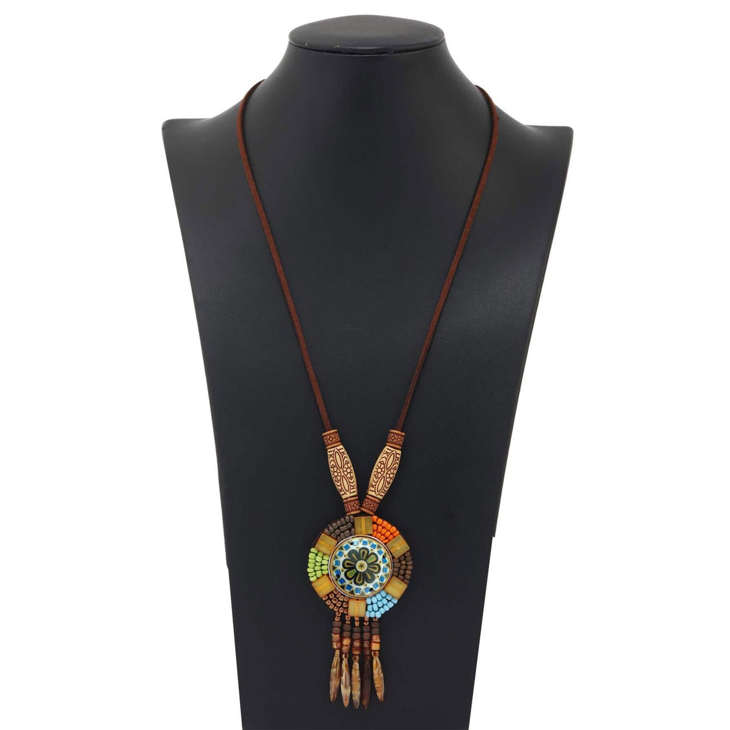 Wood Bead Boho Long Sweater Necklace NK2505-38 (12PCS)